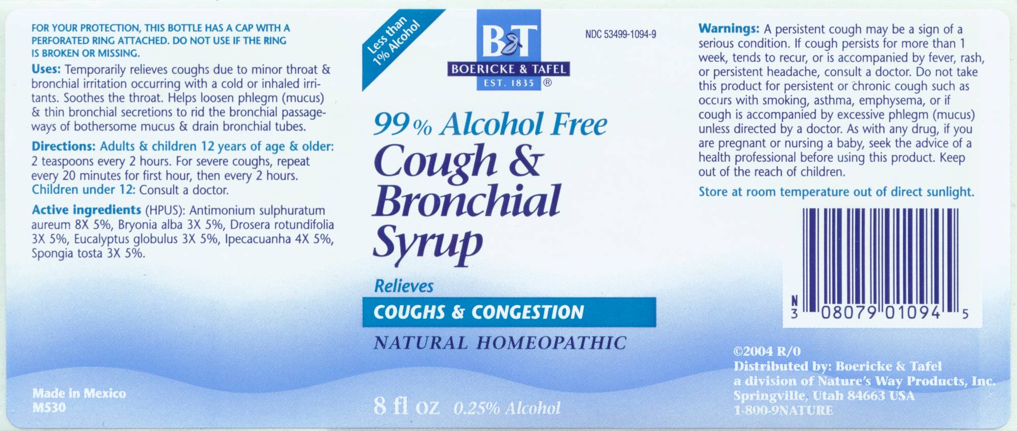 Cough and Bronchial Syrup Alcohol Free 8 oz